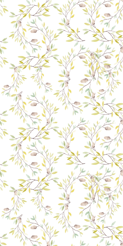 Flower vinyl rug original watercolor green leaves pattern - TenStickers