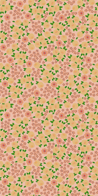 Flower vinyl rug with original peach floral pattern - TenStickers
