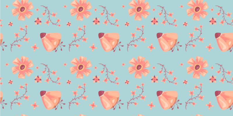 Flower vinyl rug with orange flowers on blue - TenStickers