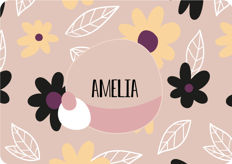 Flower vinyl rug colorful modern flowers beige - TenStickers