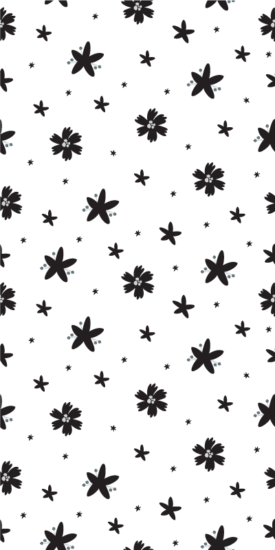 Flower vinyl rug in black and white floral design - TenStickers