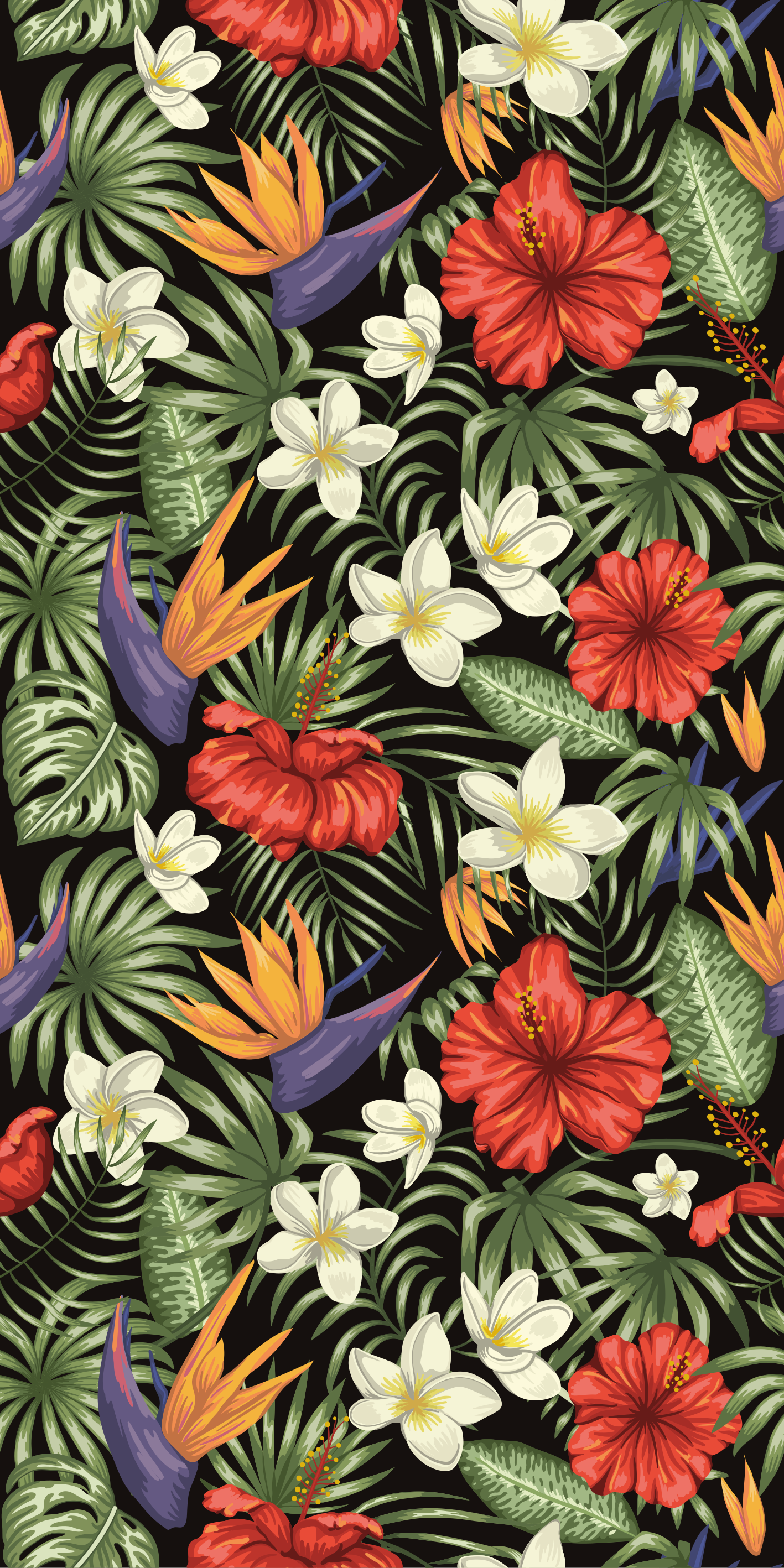 Flower vinyl rug with tropical jungle plant design - TenStickers