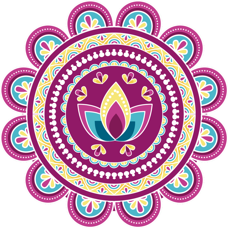 Flower vinyl rug colorful lotus mandala - TenStickers