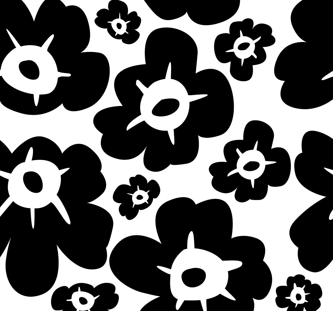 Flower vinyl rug black poppy - TenStickers