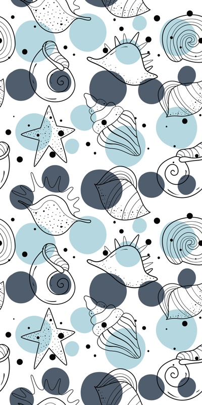 Flower vinyl rug with chic shell designs - TenStickers