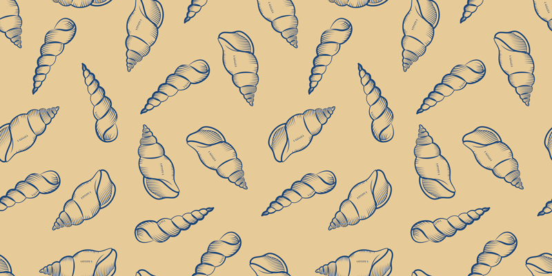 Flower vinyl rug with shell motif design - TenStickers