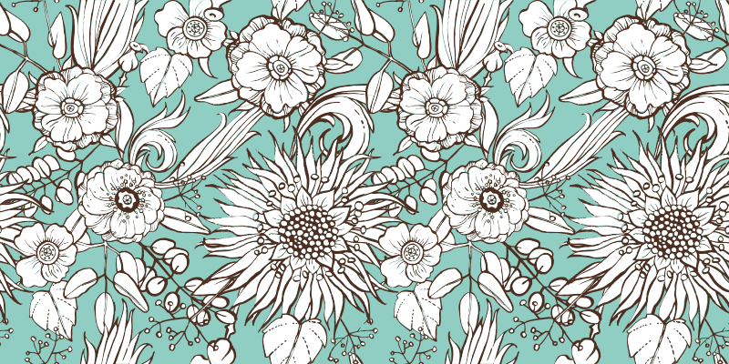 Flower vinyl rug floral motifs collection - TenStickers