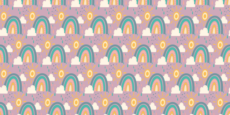 Flower vinyl rug playful colorful rainbows - TenStickers