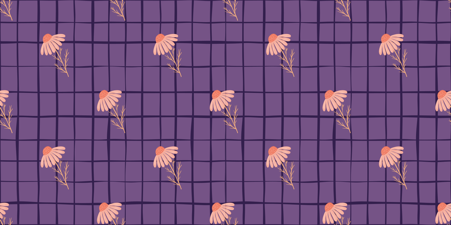 Purple floral motif flower vinyl rug - TenStickers