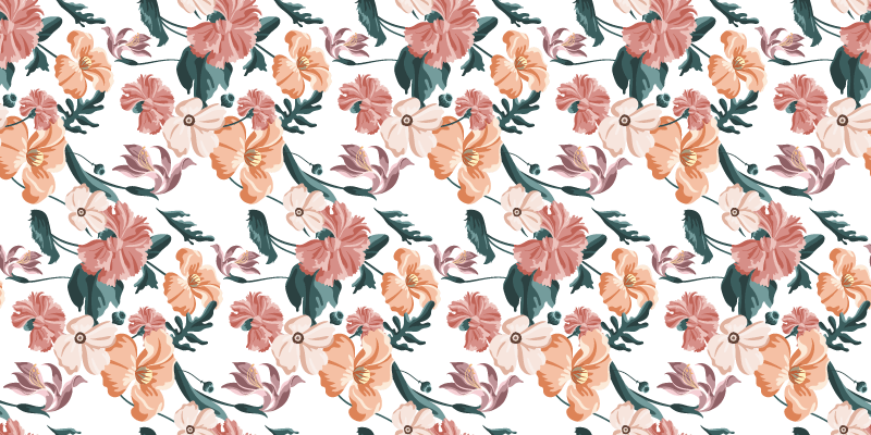 Flower vinyl rug with blooming pattern design - TenStickers