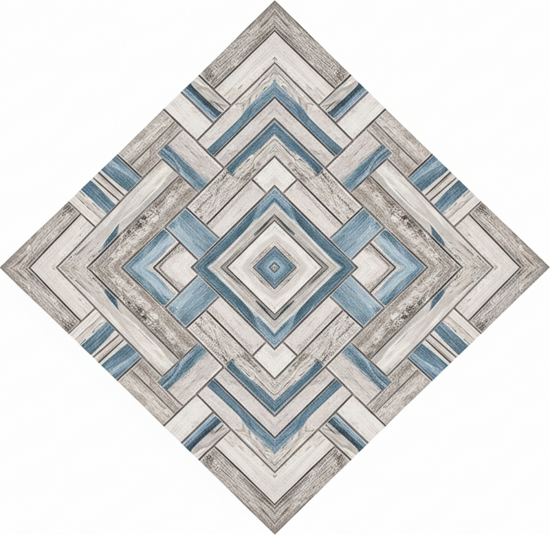Living room vinyl rug rustic wood tiles design - TenStickers