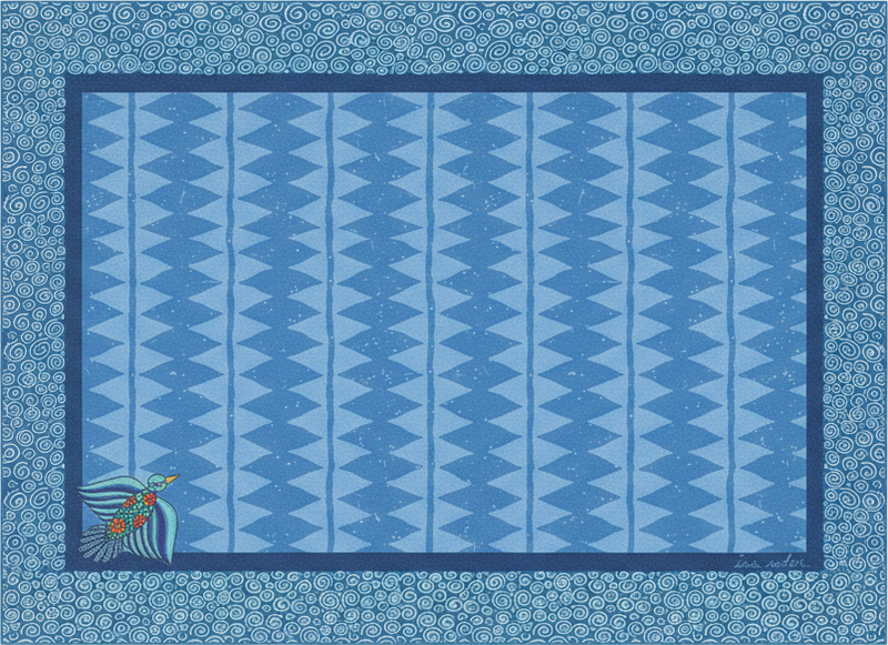 Living room vinyl rug with blue bird pattern - TenStickers