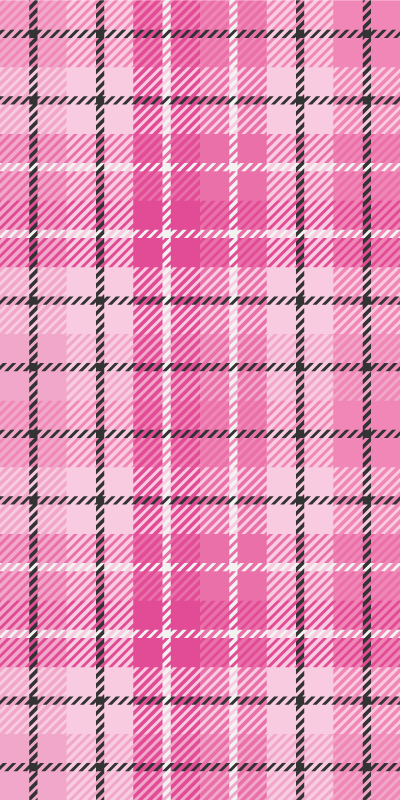 Geometric vinyl rug in pink and black tartan - TenStickers