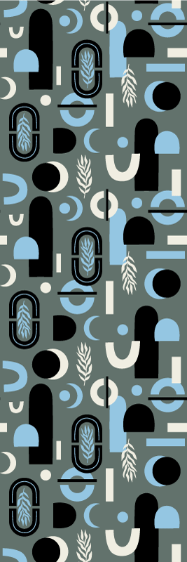 Geometric vinyl rug with abstract shape design - TenStickers