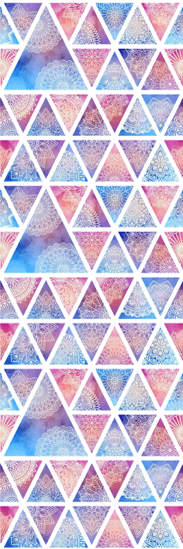 Geometric vinyl rug in ethnic floral triangles - TenStickers