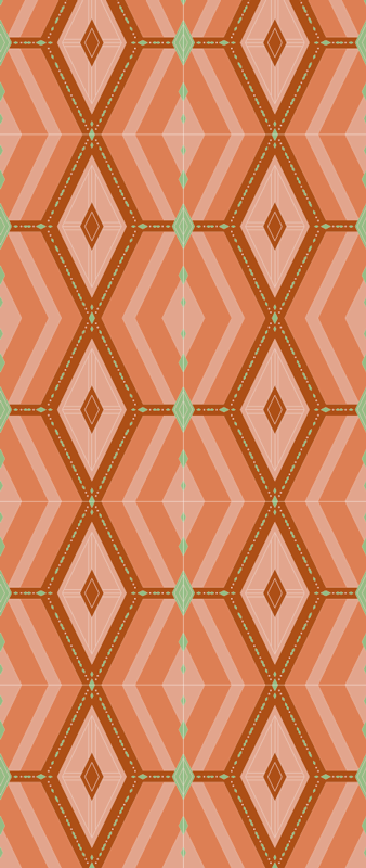 Geometric vinyl rug in 30s autumnal hues - TenStickers