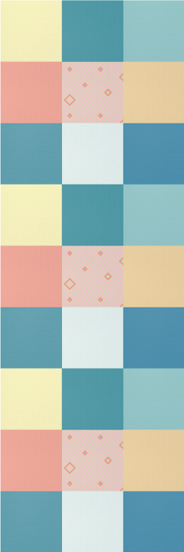 Geometric vinyl rug in vibrant retro patchwork - TenStickers