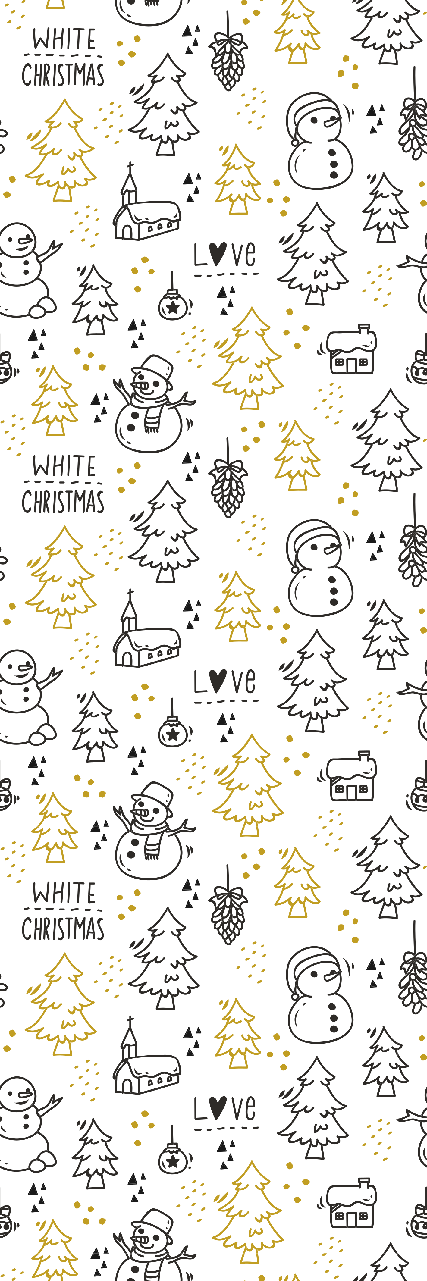 Christmas vinyl rug in black and gold doodle pattern - TenStickers