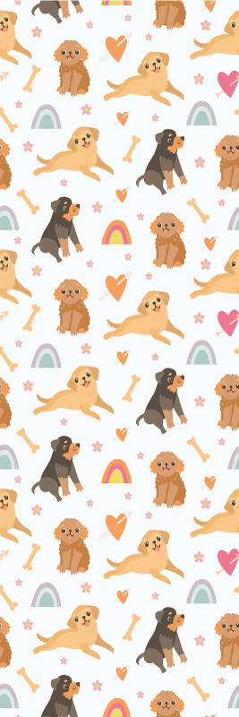 Bedroom vinyl rug with cute dog and rainbow design - TenStickers