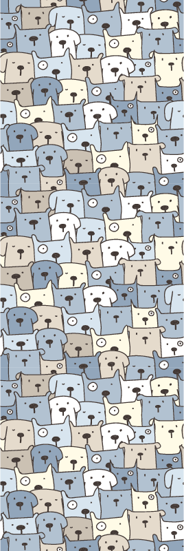 Bedroom vinyl rug with gray drawn dogs - TenStickers