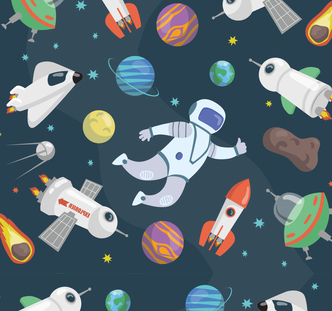 Bedroom vinyl rug with space ships design - TenStickers