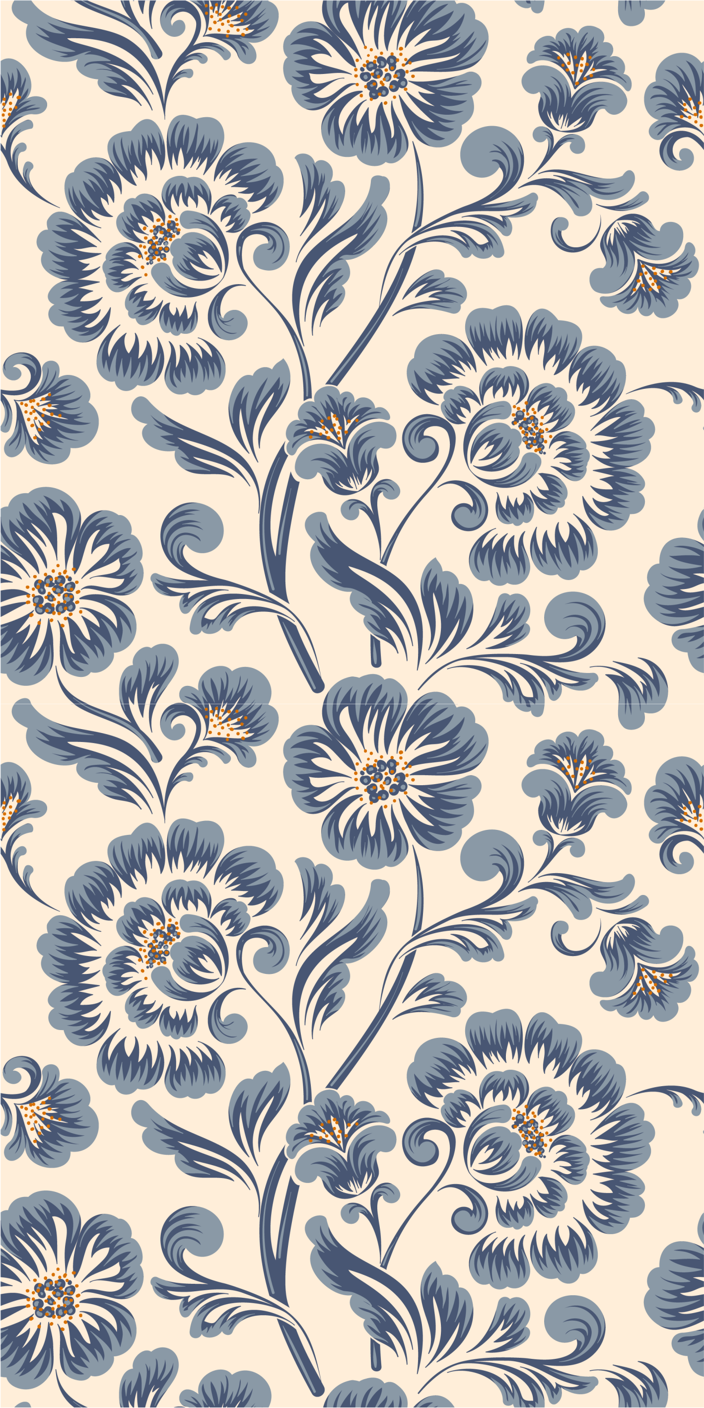 Floral blue vintage style bedroom vinyl rug - TenStickers