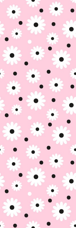 Bedroom vinyl rug in pink black dot floral design - TenStickers