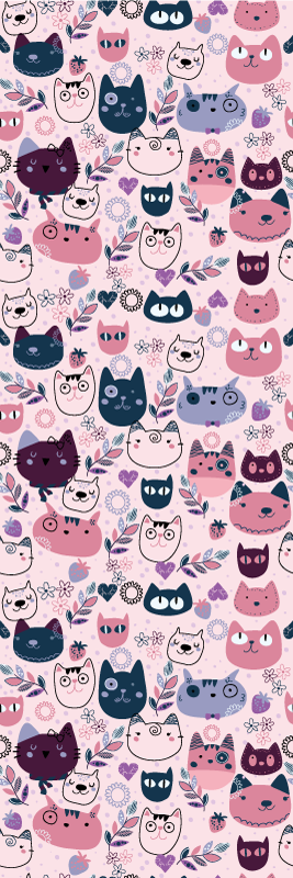 Bedroom vinyl rug with pink cat fashion design - TenStickers