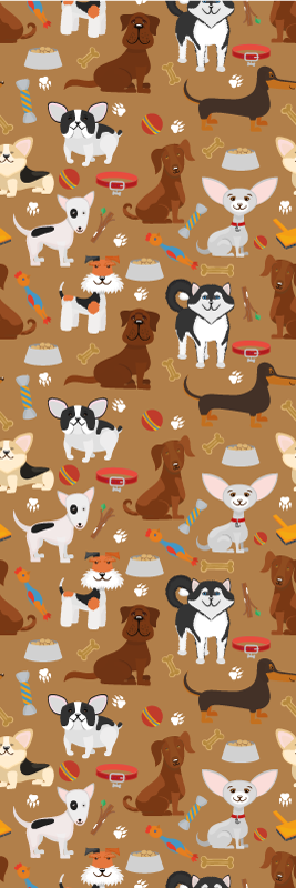 Bedroom vinyl rug with various adorable dog designs - TenStickers