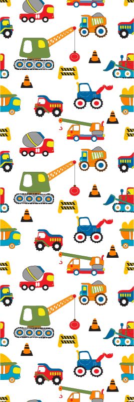 Bedroom vinyl rug with adorable construction trucks - TenStickers