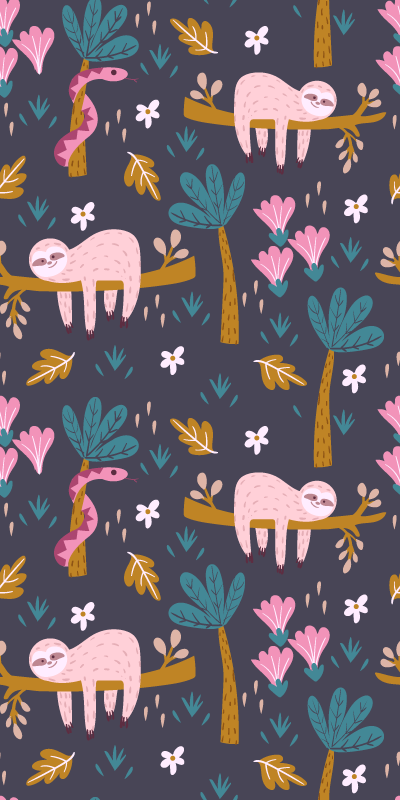 Bedroom vinyl rug sloth and leaves design - TenStickers