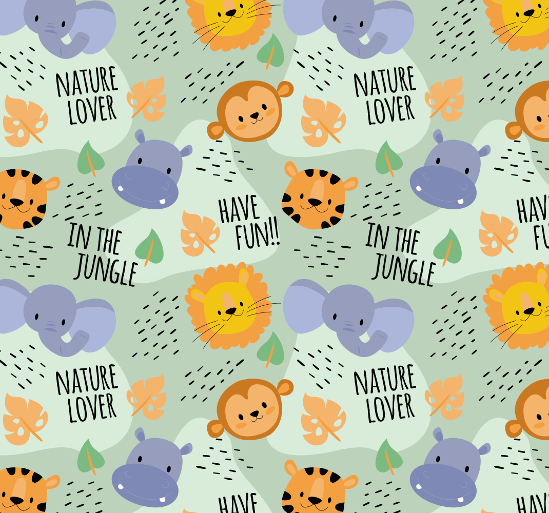 Vinyl rug featuring green jungle animals - TenStickers