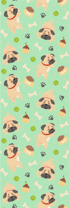 Bedroom vinyl rug fat bulldog with a bone - TenStickers