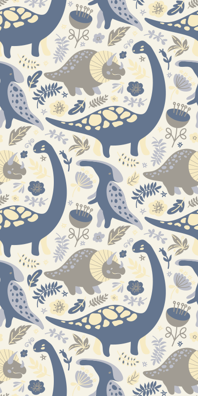 Bedroom vinyl rug in blue dinosaur nordic style - TenStickers