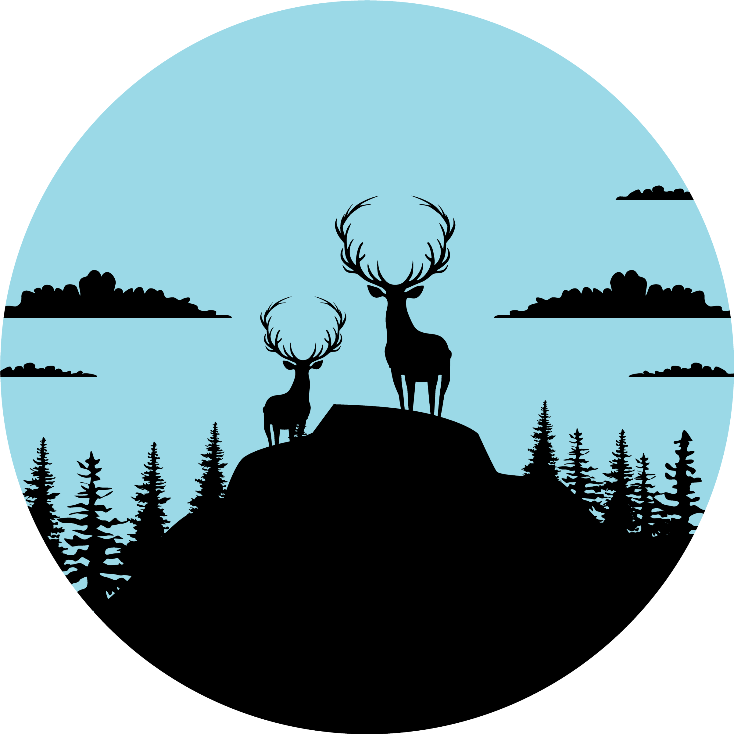 Nature vinyl rug mountain with deer - TenStickers