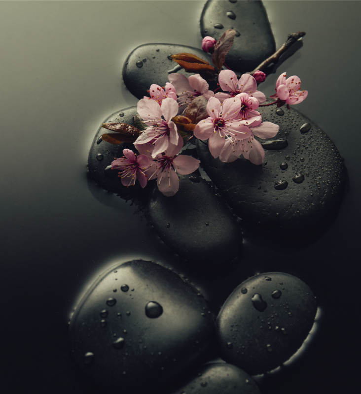 Nature vinyl rug for a tranquil stone bathroom - TenStickers