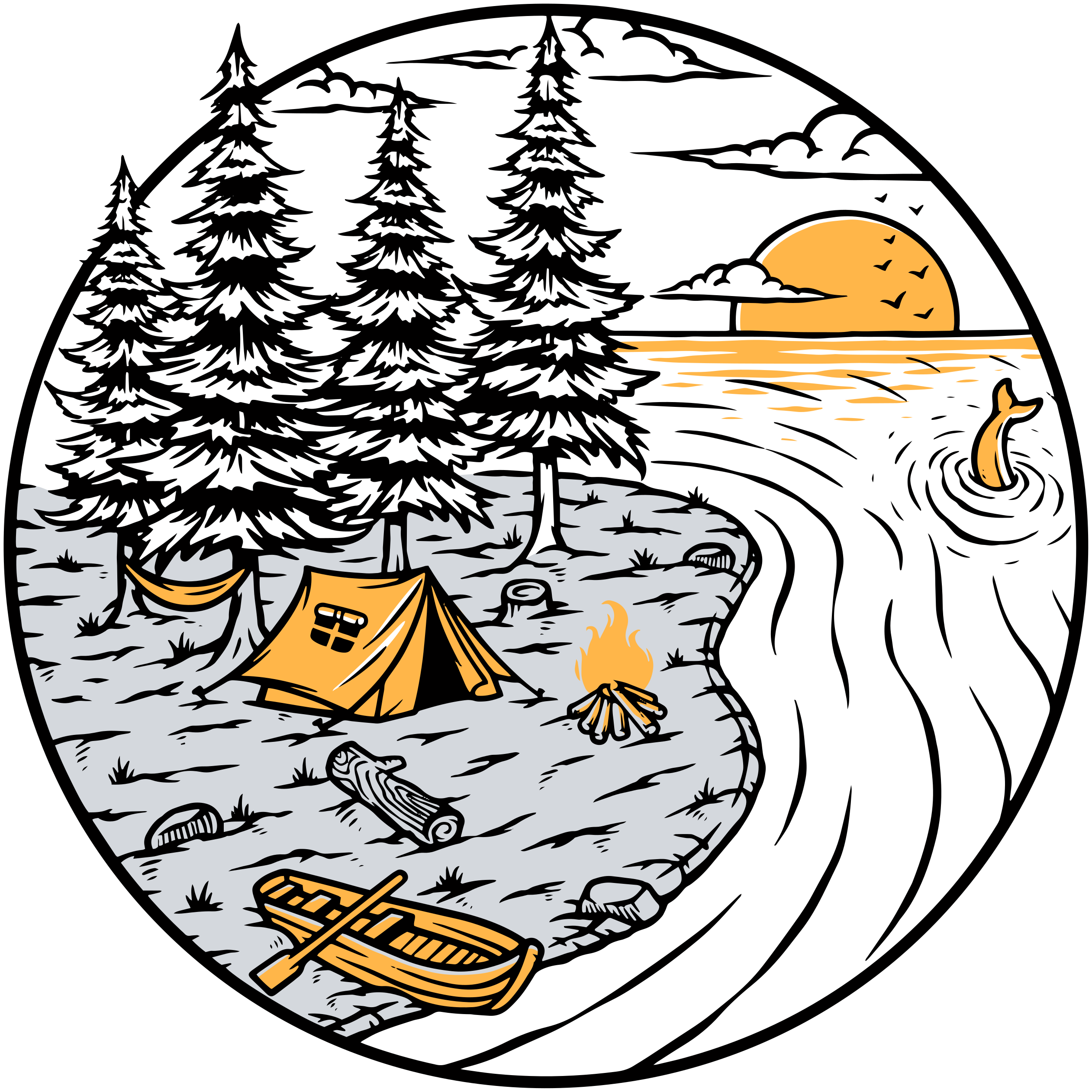 Nature vinyl rug with motorhome yellow landscape - TenStickers