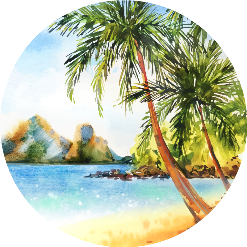 Nature vinyl rug tropical palm shoreline - TenStickers