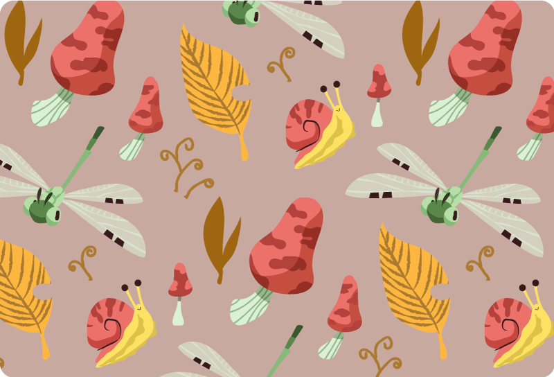 Nature vinyl rug with autumn plants and animals - TenStickers