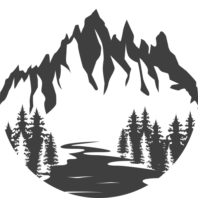 Nature vinyl rug mountain landscape silhouette - TenStickers