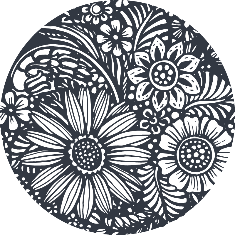 Nature vinyl rug floral pattern circle - TenStickers