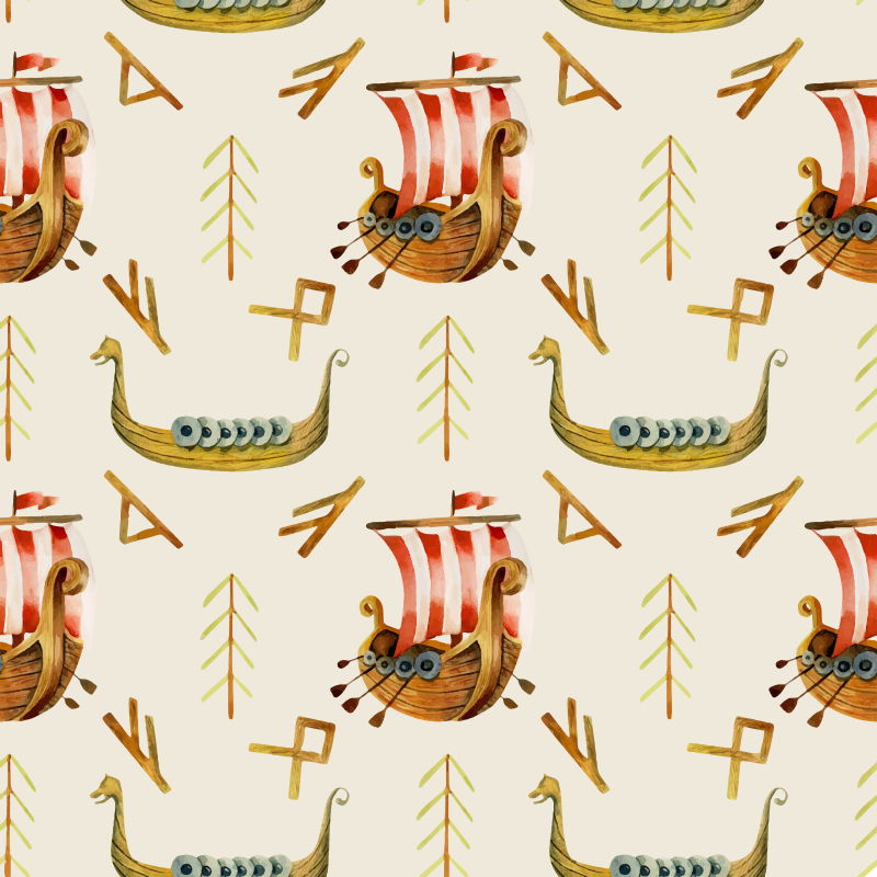 Nature vinyl rug viking ship design - TenStickers