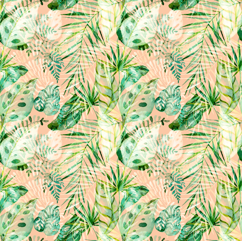 Flower vinyl rug with pink floral leaves design - TenStickers