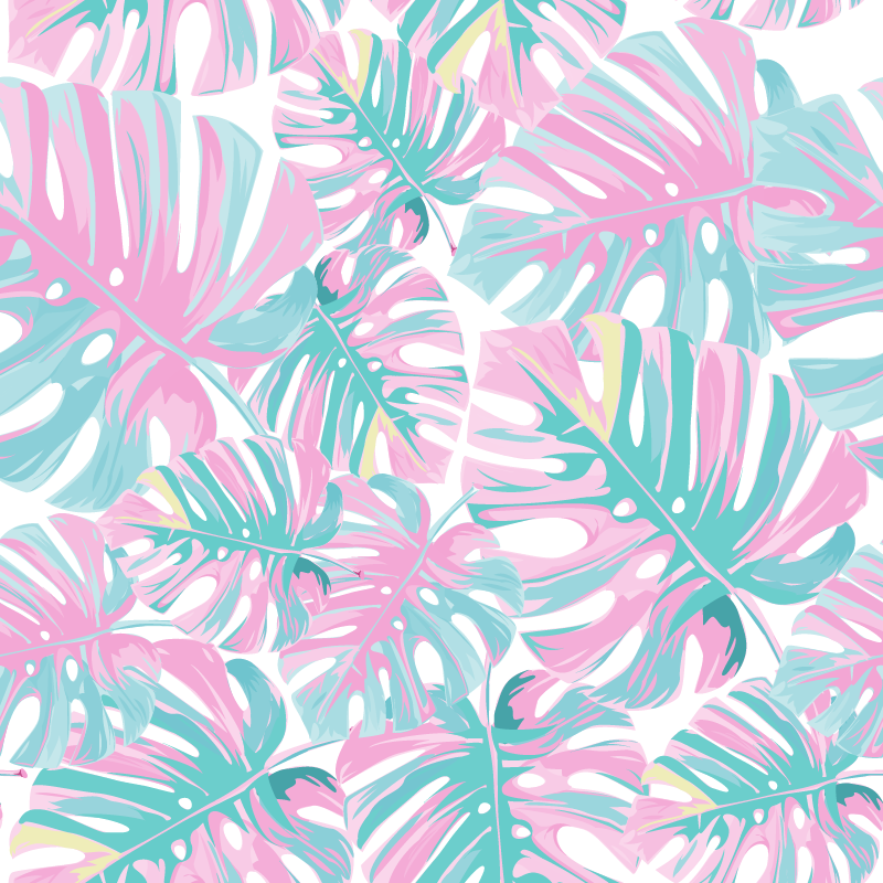 Flower vinyl rug monstera deliciosa pattern - TenStickers