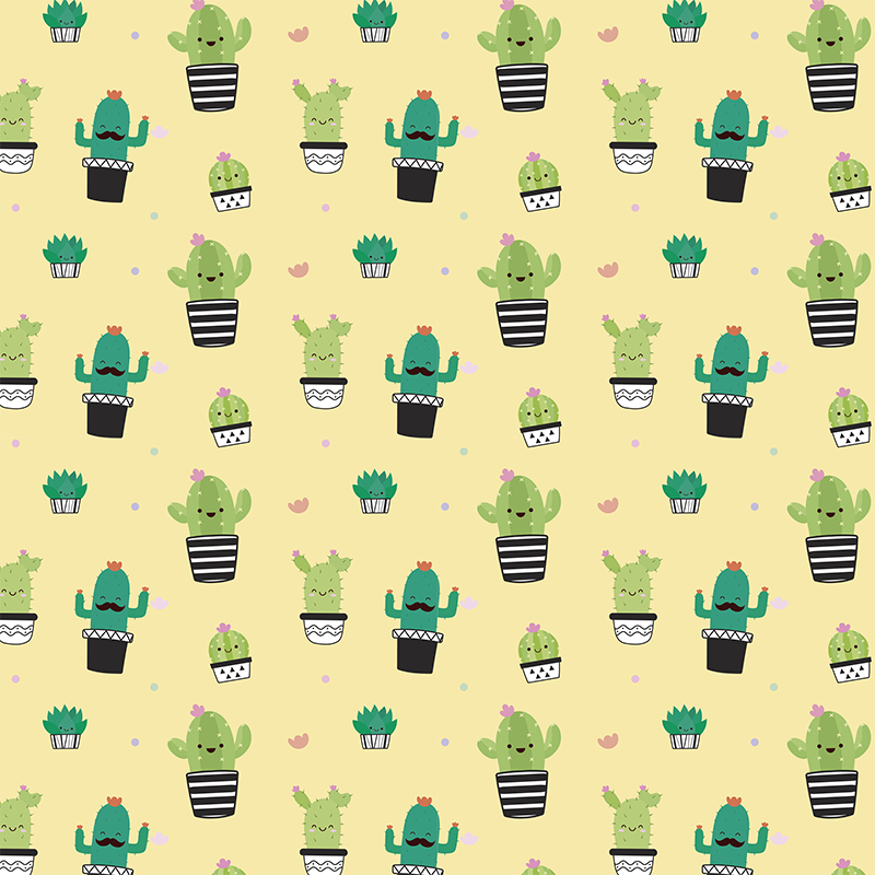 Flower vinyl rug cactus drawing pattern - TenStickers