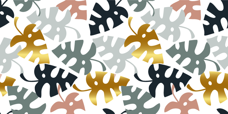 Golden and multicolor leaves flower vinyl rug - TenStickers