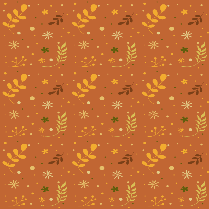 Flower vinyl rug in orange leaf tones design - TenStickers