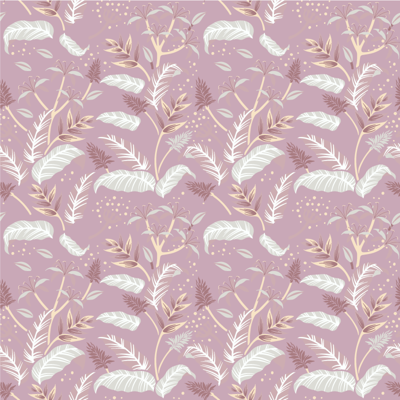 Flower vinyl rug in vintage pink tropical leaf design - TenStickers