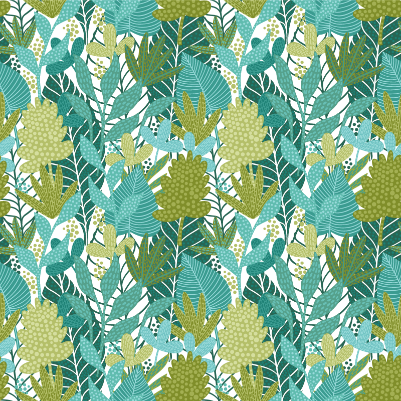 Flower vinyl rug with tropical boho leaves design - TenStickers