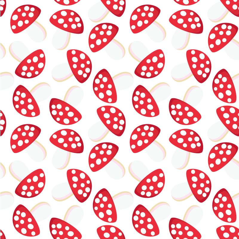 Flower vinyl rug with classic mushrooms on white - TenStickers